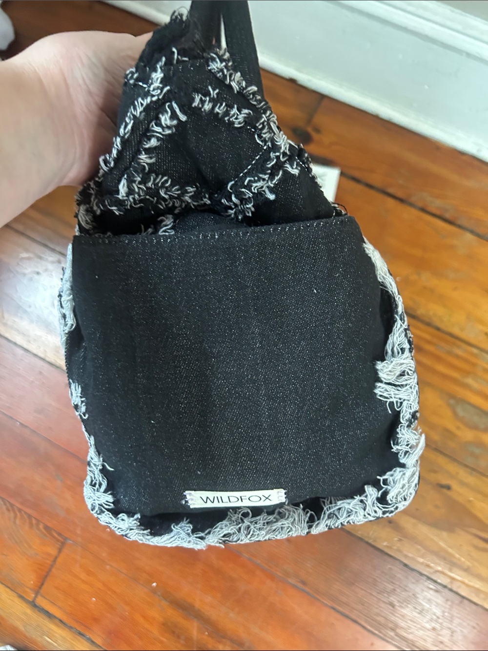 Wildfox Black Denim Fringe Crossbody Tote - Picture 9 of 12